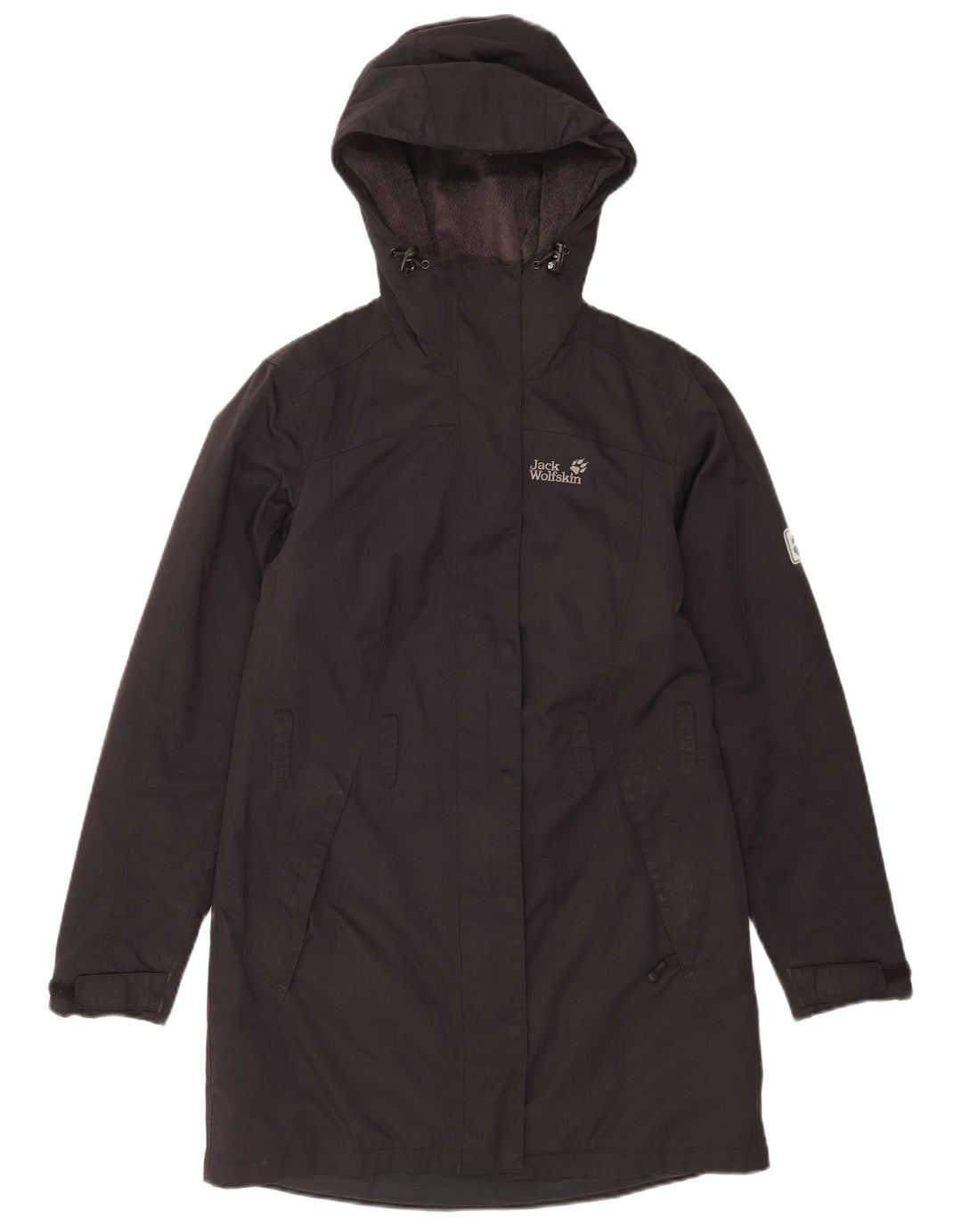 Jack Wolfskin Abrigo cortavientos extragrande con capucha para mujer UK 10 Small Black