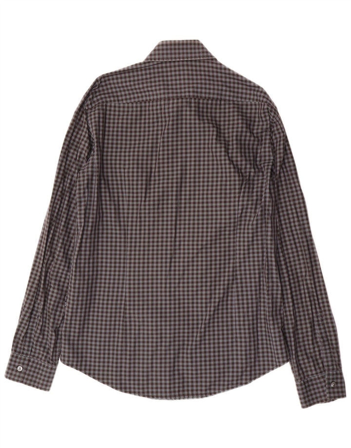 HUGO BOSS Camisa slim fit de hombre a cuadros gris medio