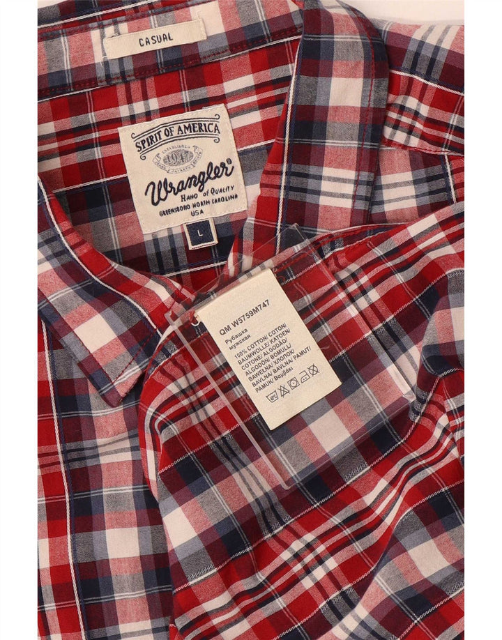 Wrangler Camisa De Hombre Grande A Cuadros Rojos De Algodón