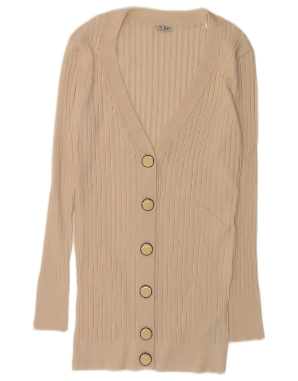 Guess Cárdigan largo para mujer UK 8 Small Viscosa beige