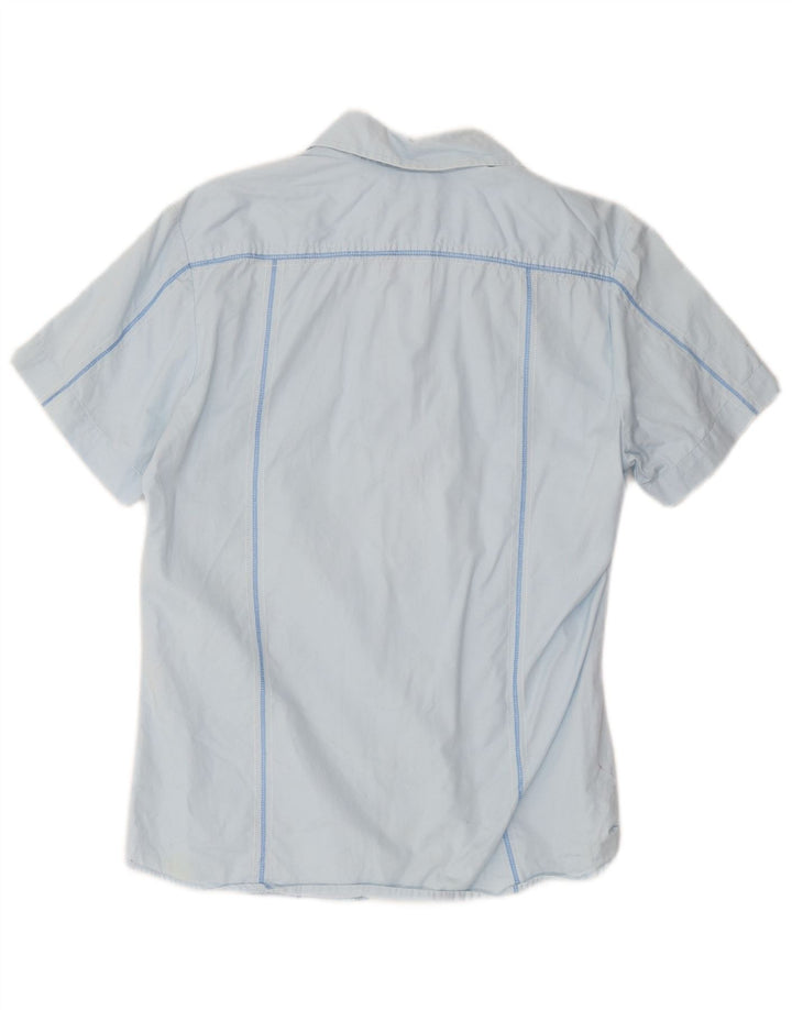 Diesel Hombre Camisa De Manga Corta De Algodón A Rayas Azul Grande