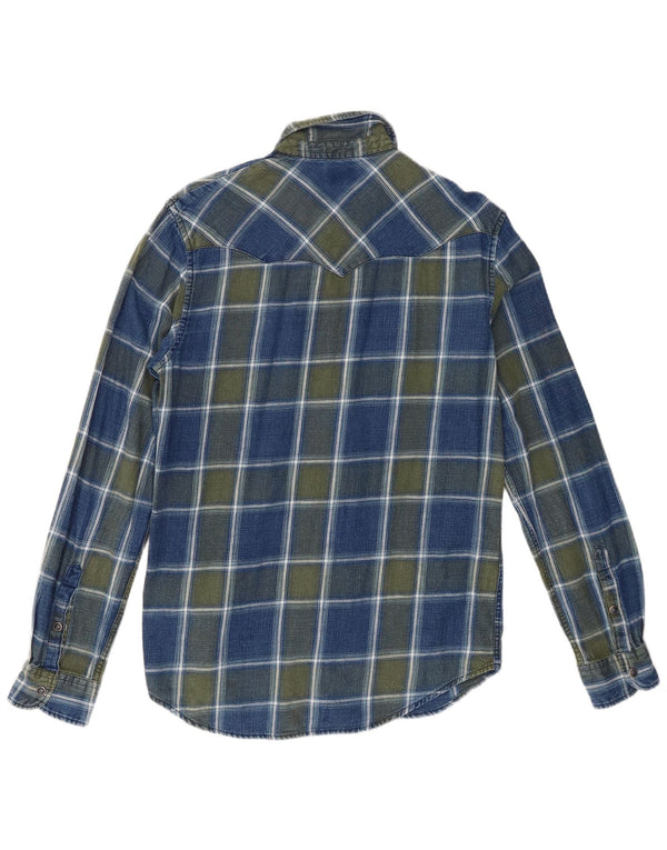 Wrangler Camisa De Franela Western Slim Fit De Algodón A Cuadros Azul Medio Para Hombre