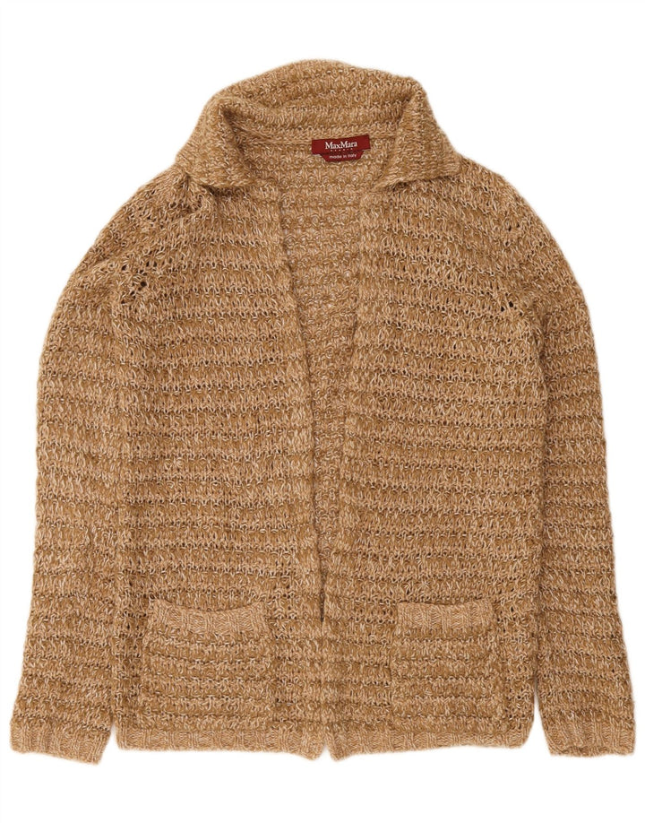 Max Mara - Cárdigan abierto para mujer, talla 40, lana marrón medio