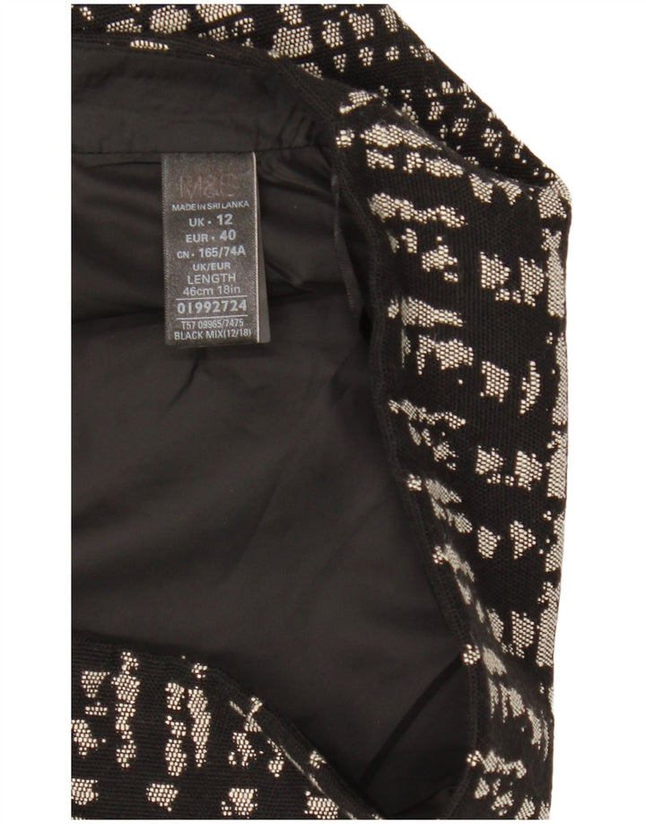 Marks & Spencer Minifalda para mujer UK 12 Medium W31 Algodón geométrico negro