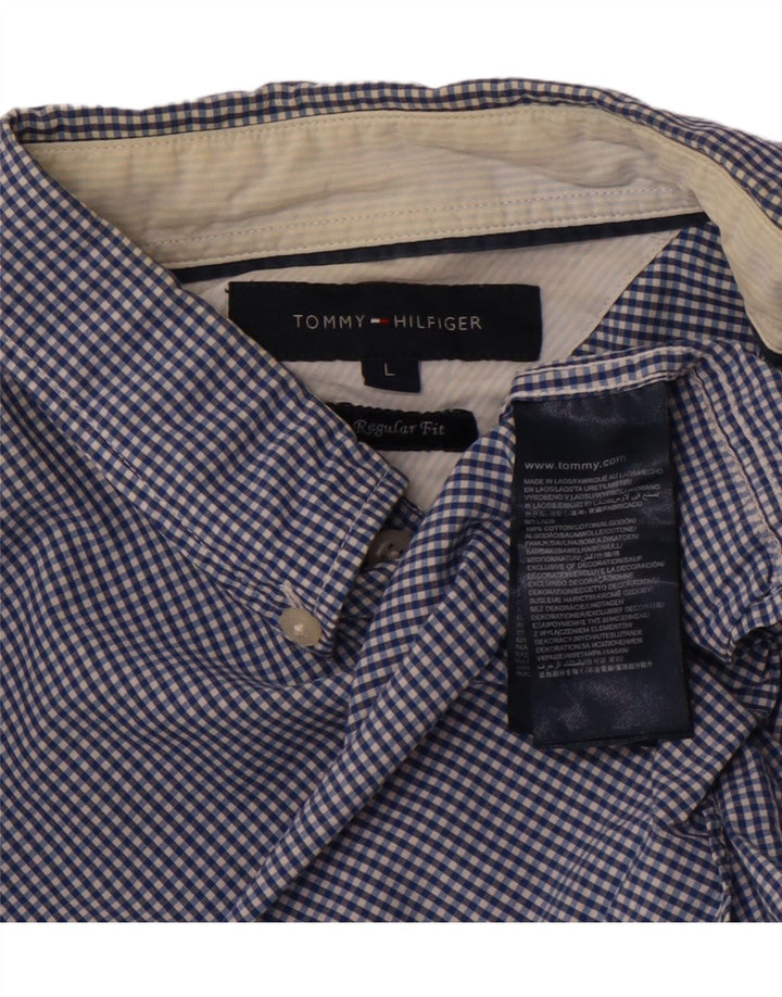 TOMMY HILFIGER Camisa de corte regular para hombre de algodón a cuadros azul grande