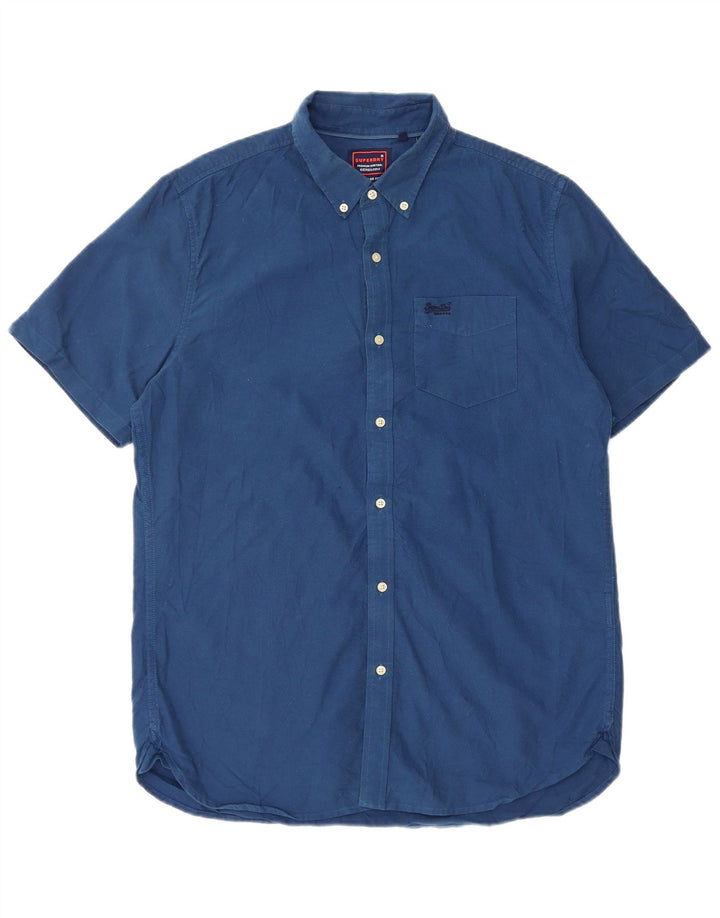 Superdry Camisa Regular Fit De Manga Corta Para Hombre De Algodón Azul Marino Grande
