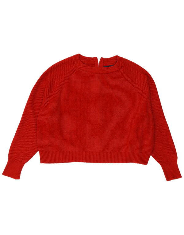 Zara Mujer Crop Suéter Cárdigan Extragrande UK 10 Small Viscosa Roja
