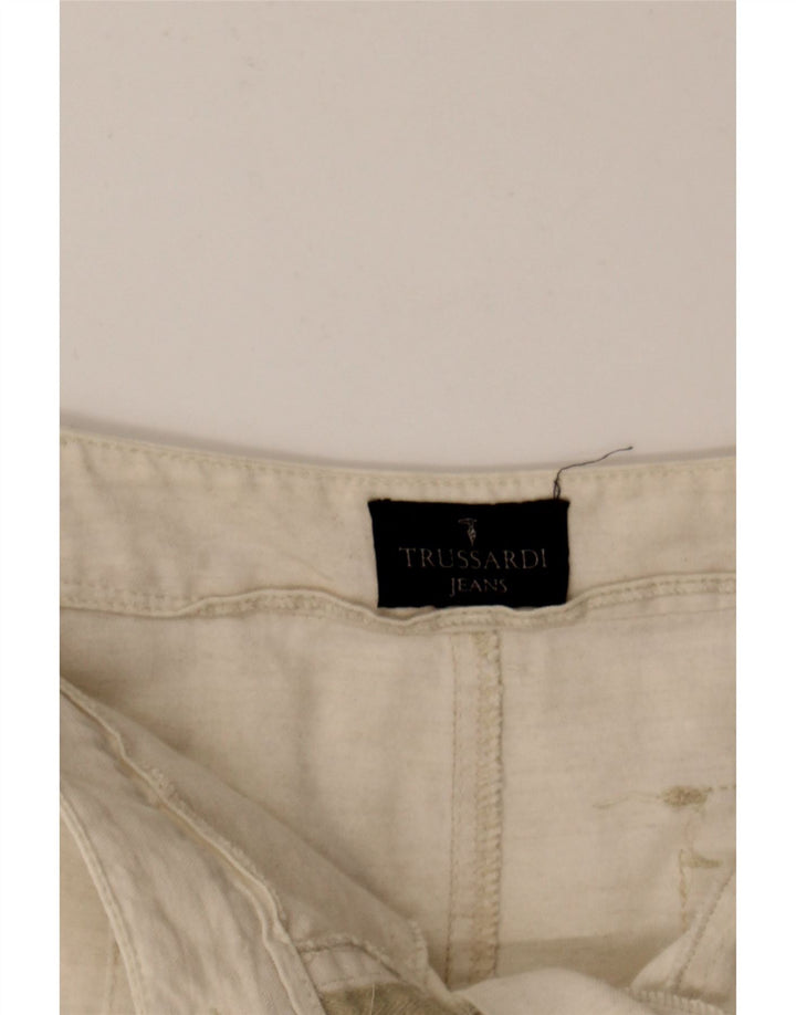 TRUSSARDI Womens Pencil Skirt IT 42 Medium W30  Off White Cotton Vintage Trussardi and Second-Hand Trussardi from Messina Hembry 