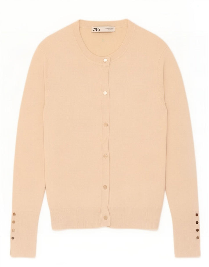 Zara Mujer Cárdigan Suéter UK 42 Viscosa Beige Medio