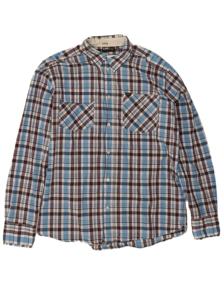 Camisa Lee para hombre 2XL Algodón a cuadros azules