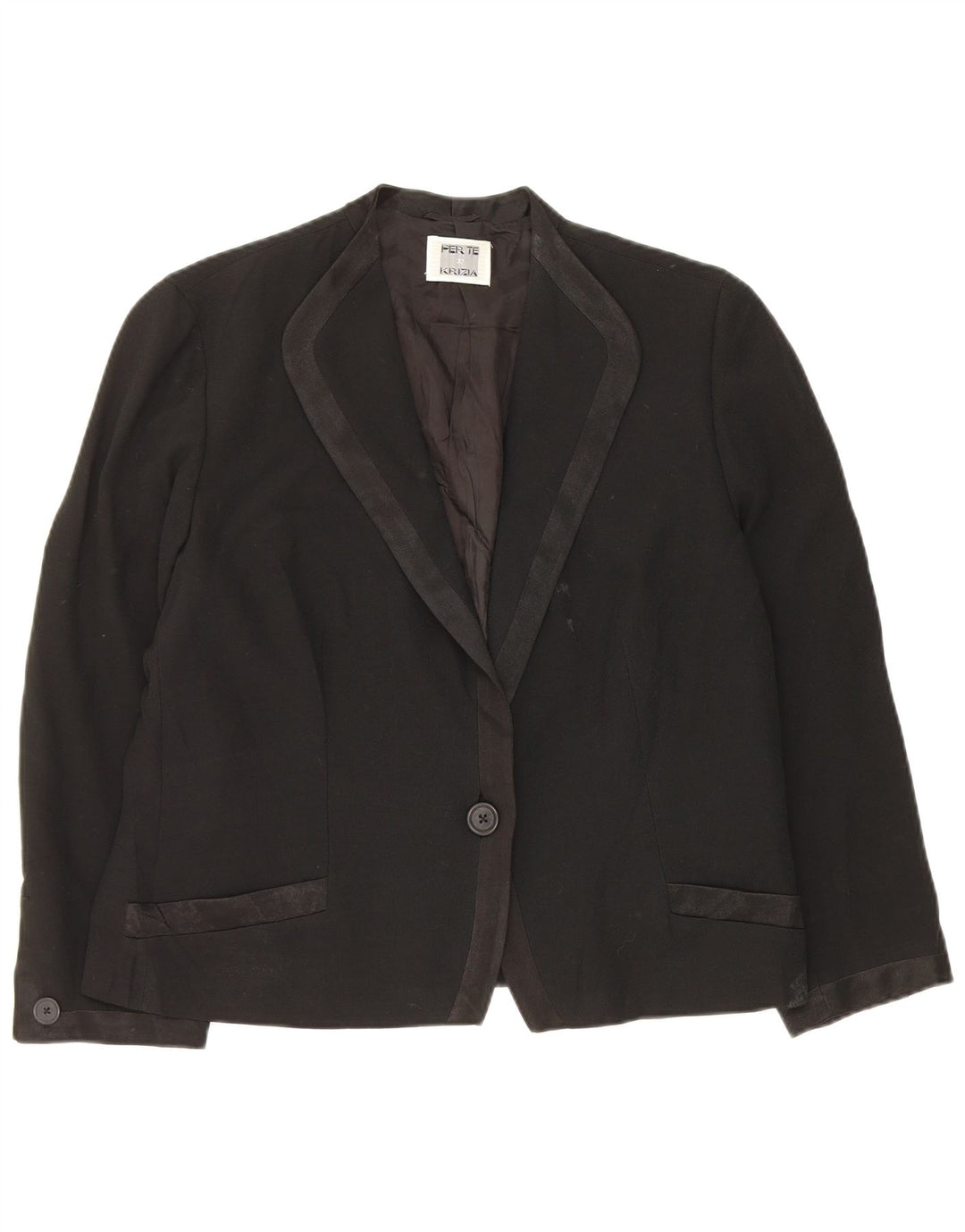 Perte by Krizia Chaqueta tipo blazer con 1 botón para mujer, talla 40, talla grande, acetato negro