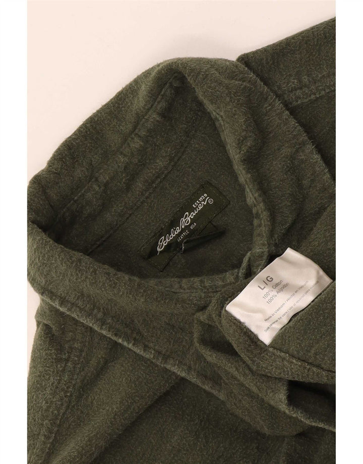Eddie Bauer Camisa de Franela para Hombre Algodón Caqui Grande