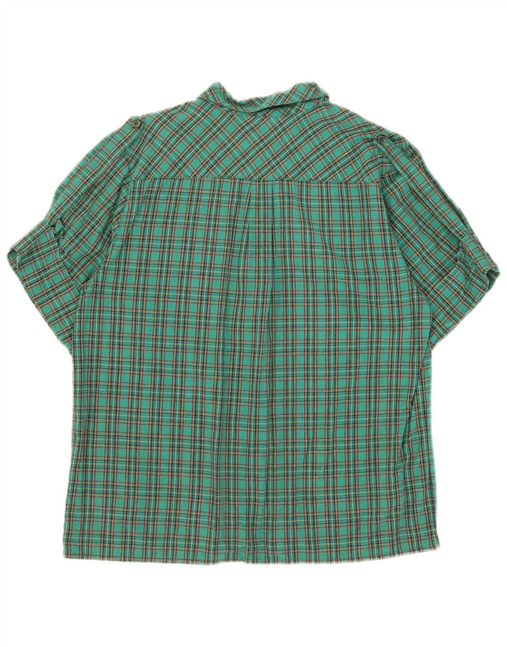 Camisa Luisa Spagnoli Mujer Manga Corta IT 44 Algodón Cuadros Verde Medio
