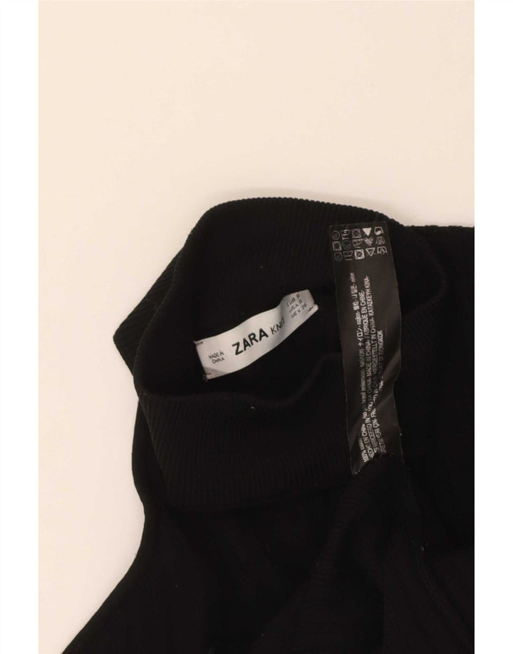 Zara Mujer Crop Top De Un Hombro Reino Unido 8 Pequeño Nylon Negro
