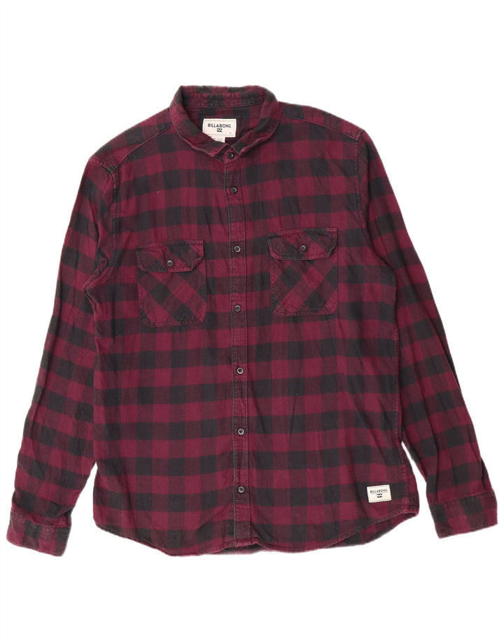 Billabong Camisa de franela para hombre XL Algodón a cuadros granate