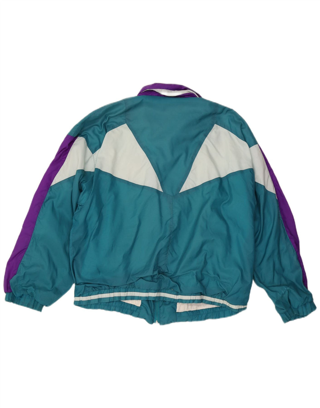 Vintage hombres chándal top chaqueta grande turquesa colorblock nylon 90s