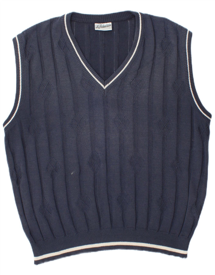 Vintage hombres chaleco camiseta sin mangas IT 50 medio azul marino
