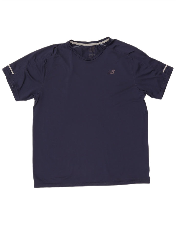 New Balance Hombre Camiseta Top Grande Azul Marino Poliéster