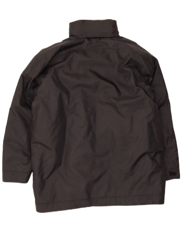 Vintage hombres con capucha cortavientos abrigo Reino Unido 42 XL Nylon negro