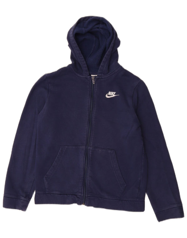 Nike Sudadera con capucha y cremallera para niños de 12 a 13 años, talla grande, algodón azul marino