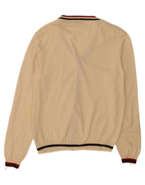 Zara Hombre Cárdigan Sueter XL Acrílico Rayas Beige