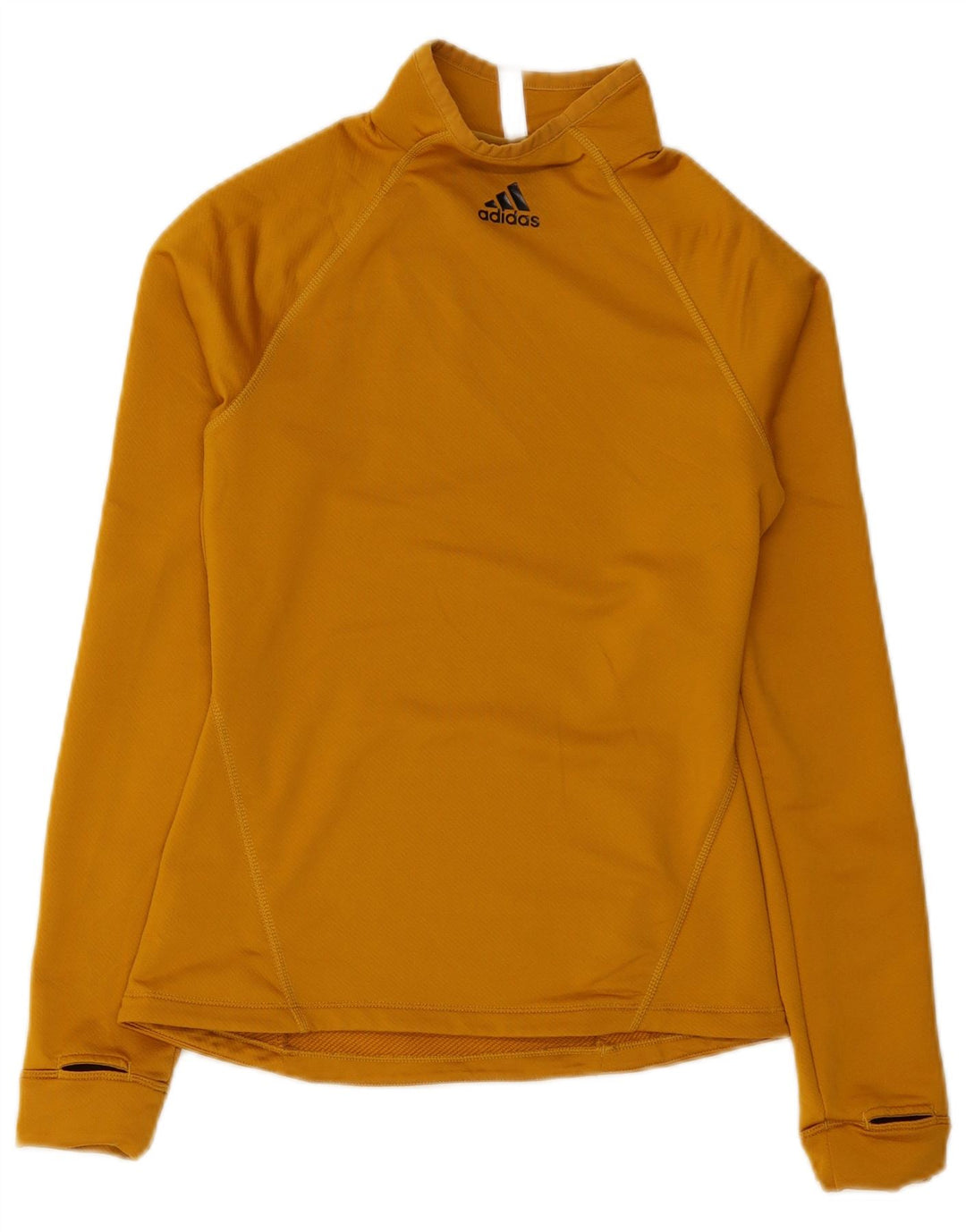 Adidas Mujer Top Manga Larga UK 8/10 Pequeño Amarillo Poliéster