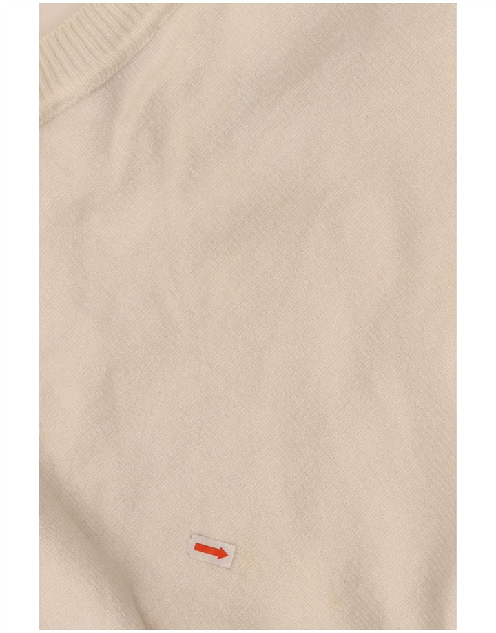 ZARA Jersey de cuello redondo para mujer, talla 44, viscosa blanca mediana