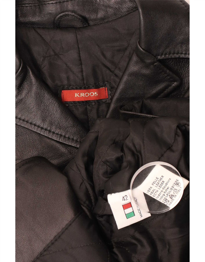 Chaqueta de cuero vintage para mujer IT 42 Cuero negro medio