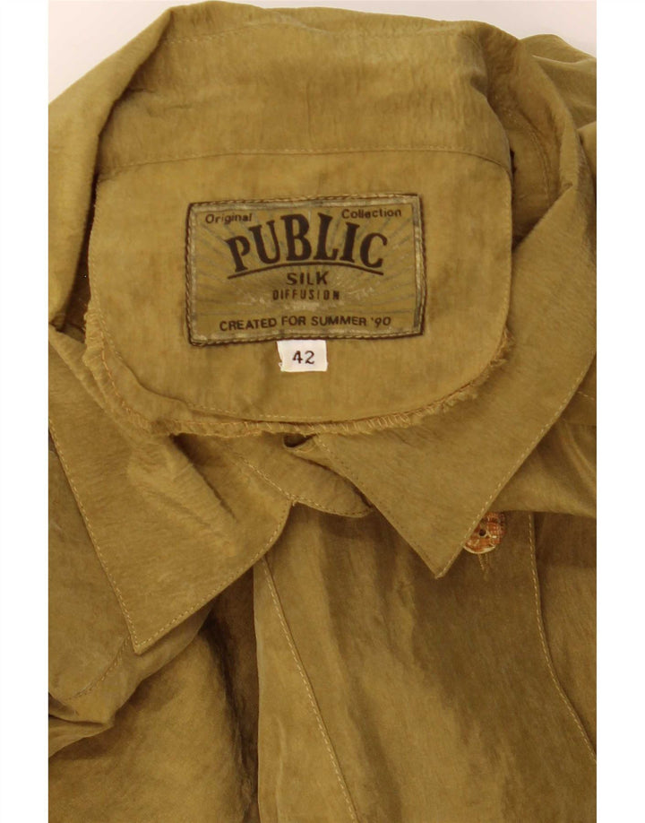 Public Blusa camisera extragrande para mujer EU 42 Large Seda caqui