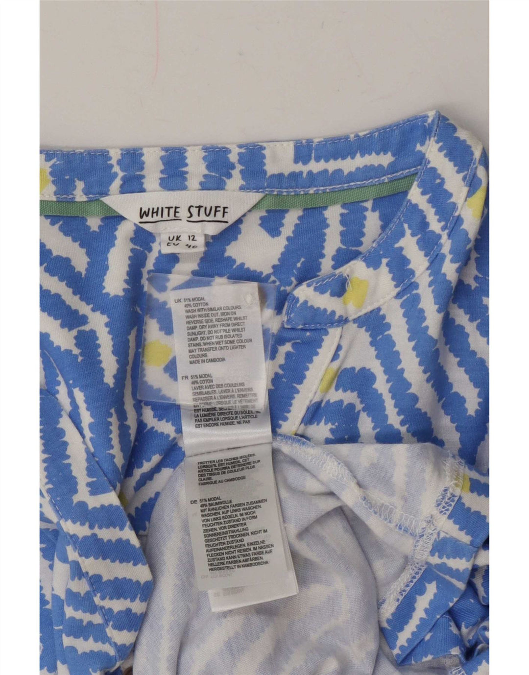 Vestido escalonado para mujer de White Stuff, talla 42, modal geométrico en azul medio