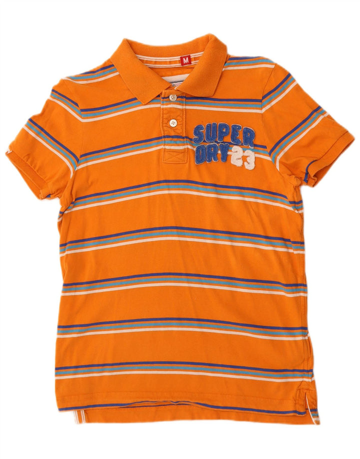 Superdry Polo gráfico de algodón a rayas en naranja medio