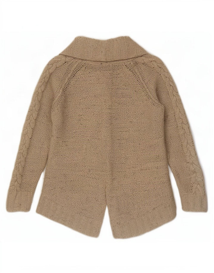 Zara Mujer Cárdigan Abierto Suéter UK 10 Small Beige Nylon