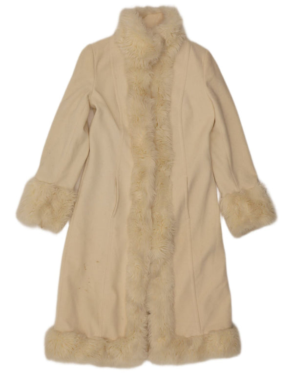 Zara Mujer Abrigo UK 10 Pequeño Lana Beige