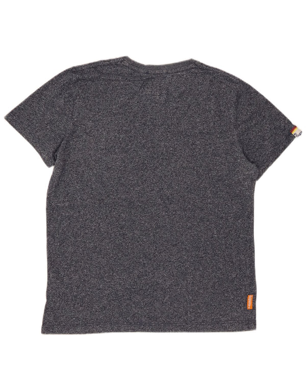 SUPERDRY Camiseta para hombre Top Large de algodón moteado azul marino