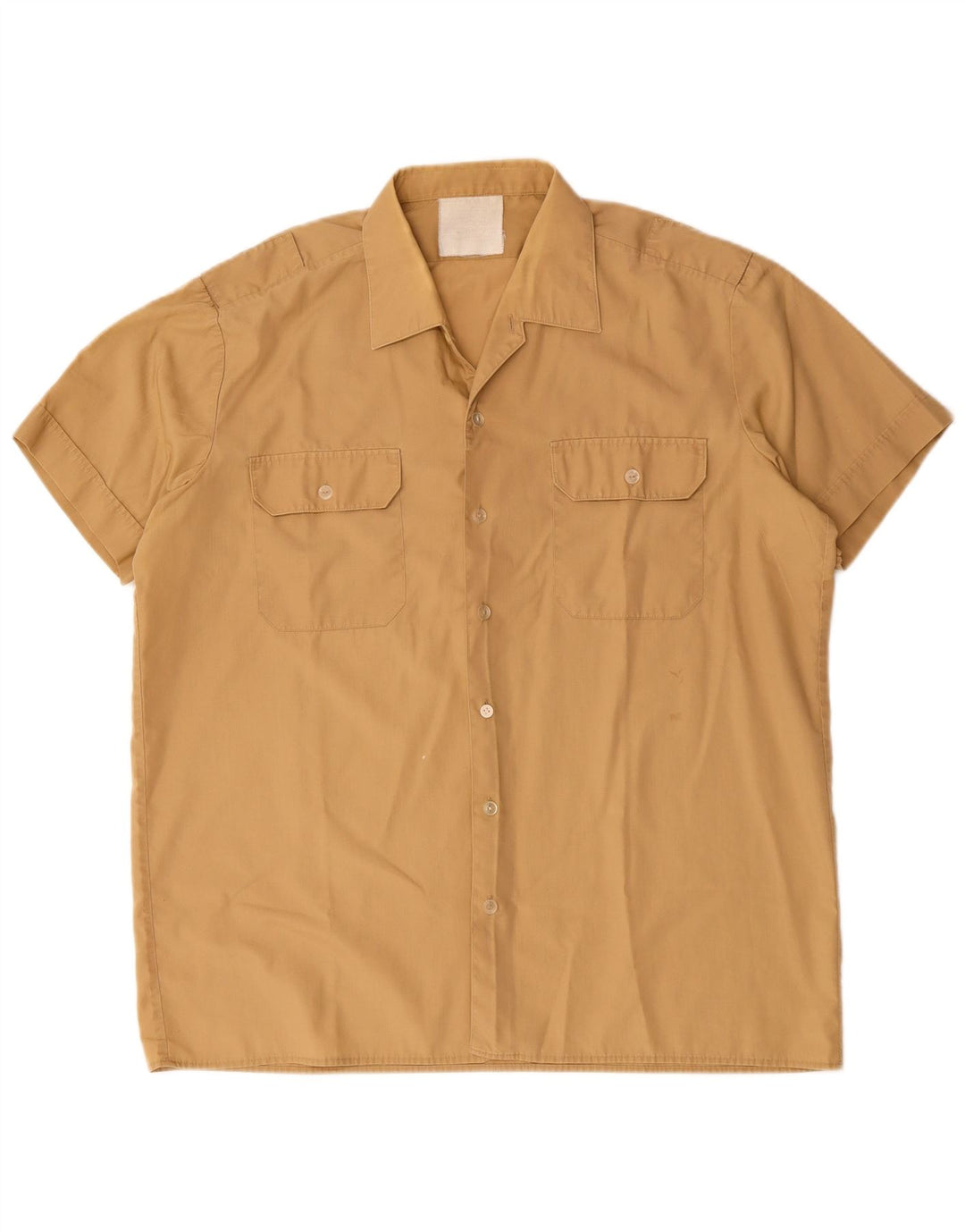Vintage hombres camisa de manga corta grande beige