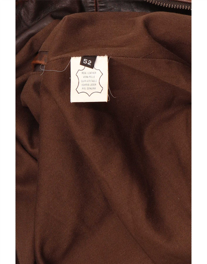 Vintage hombres bombardero chaqueta de cuero IT 52 marrón grande
