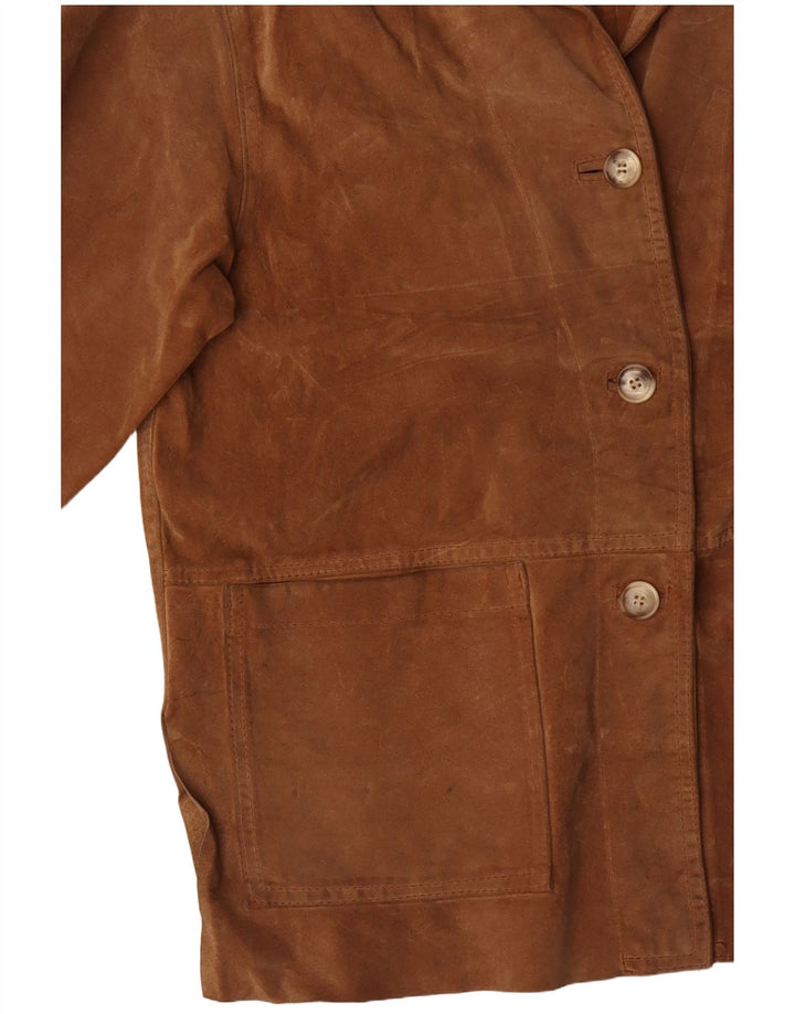 VINTAGE Chaqueta de ante para mujer Reino Unido 14 Marrón grande
