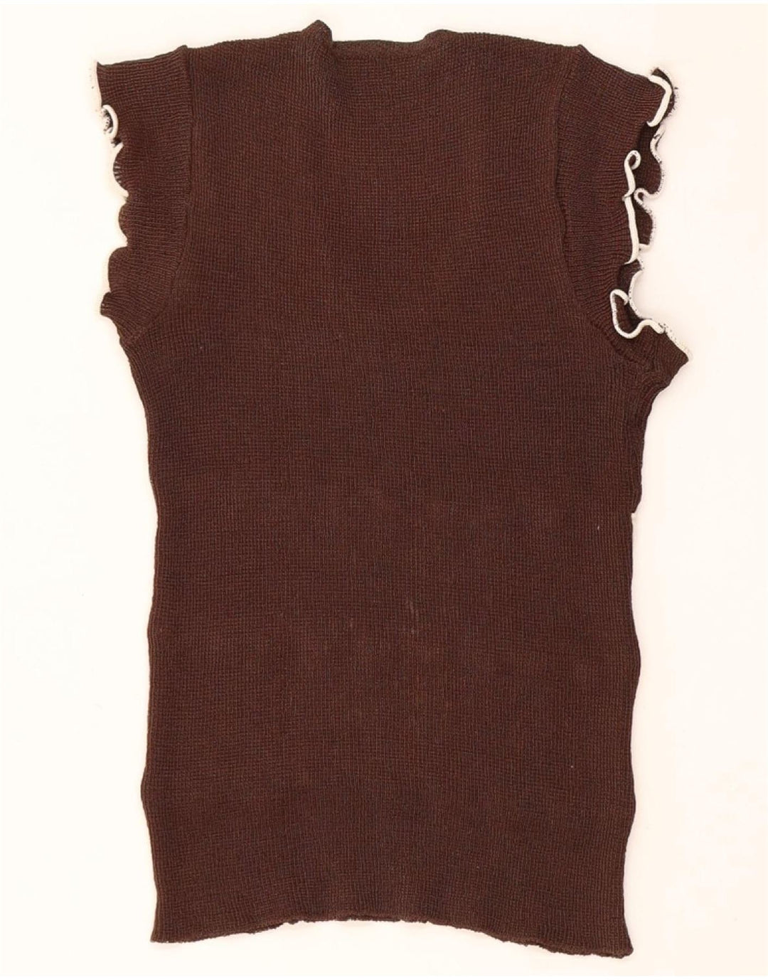 Vintage mujer chaleco camiseta sin mangas Reino Unido 8 pequeño marrón colorblock