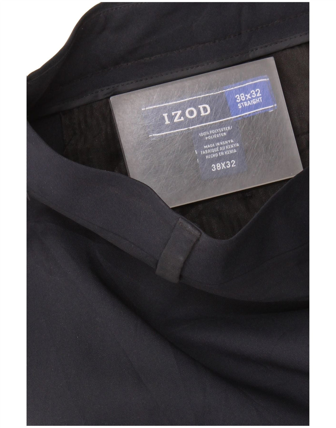 IZOD Pantalón chino recto para hombre W38 L32 Poliéster azul marino