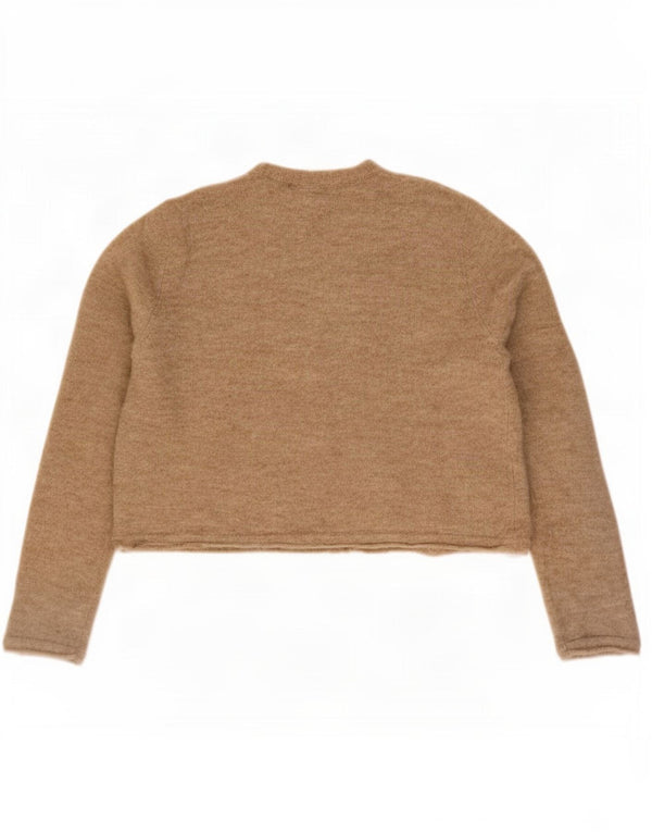 Zara Womens Crop Oversized Cardigan Sweater UK 10 Small Beige Polyamide