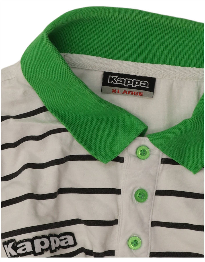 KAPPA Polo gráfico para hombre XL Blanco a rayas
