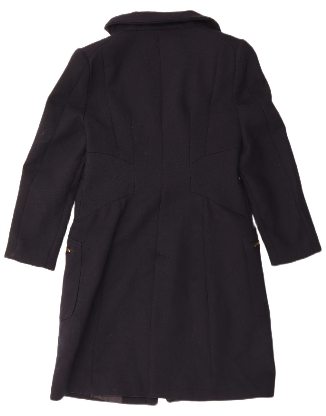 Zara Mujer Abrigo UK 40 Grande Poliéster Azul Marino
