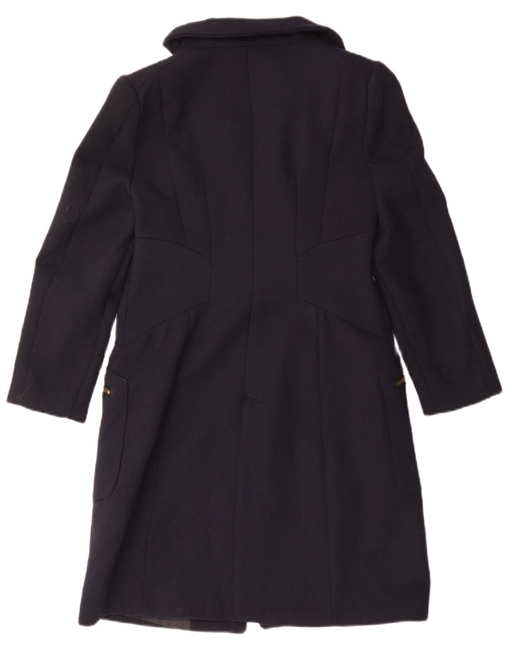 Zara Mujer Abrigo UK 40 Grande Poliéster Azul Marino