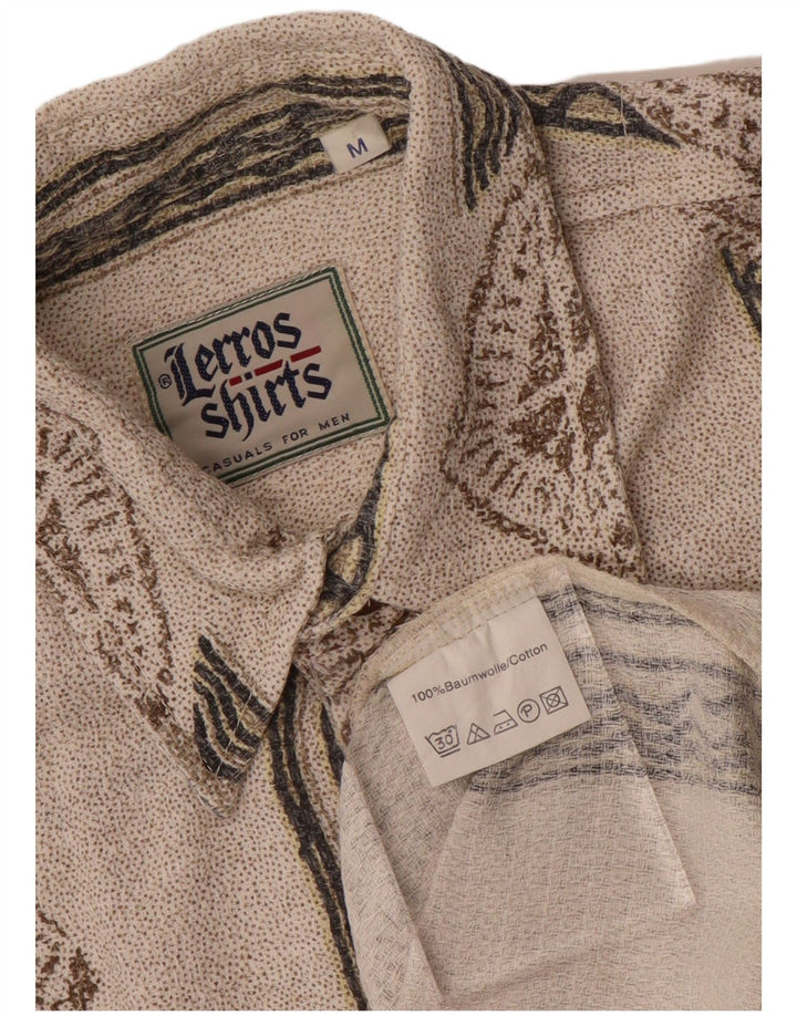 Lerros Hombre Camisa Manga Corta Algodón Geométrico Beige Medio