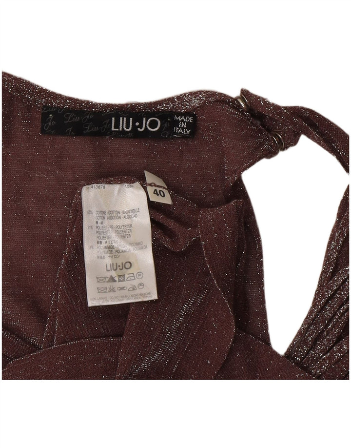 Liu Jo Mujer Crop Vest Top IT 40 Small Marrón Algodón Moteado