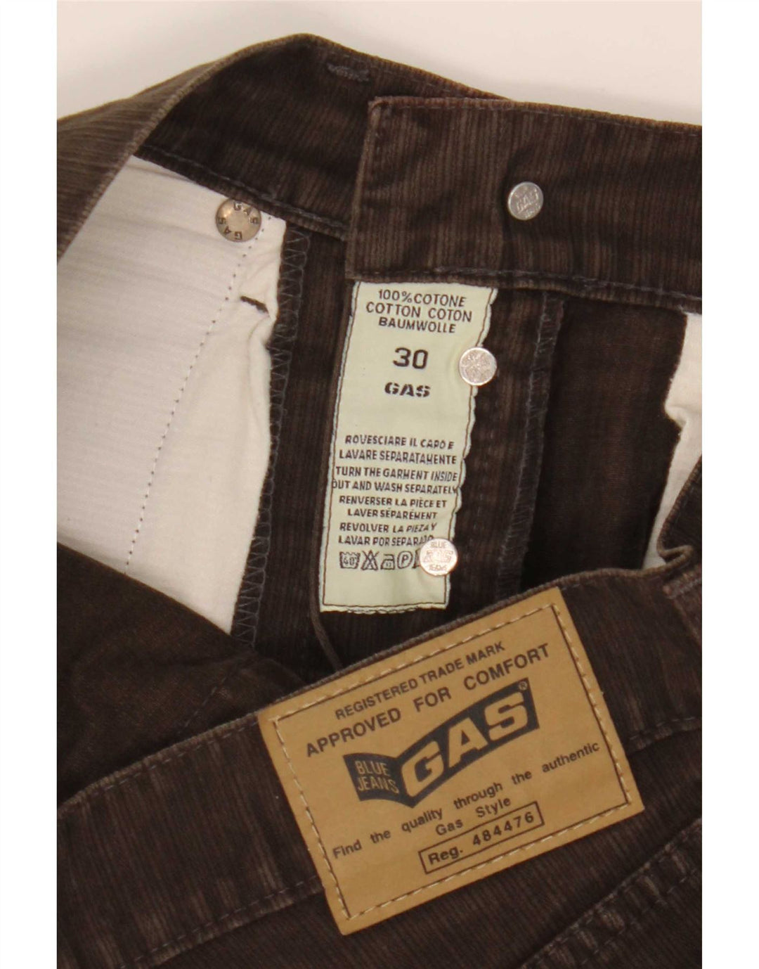 Vaqueros rectos para hombre Gas W30 L32 Algodón marrón