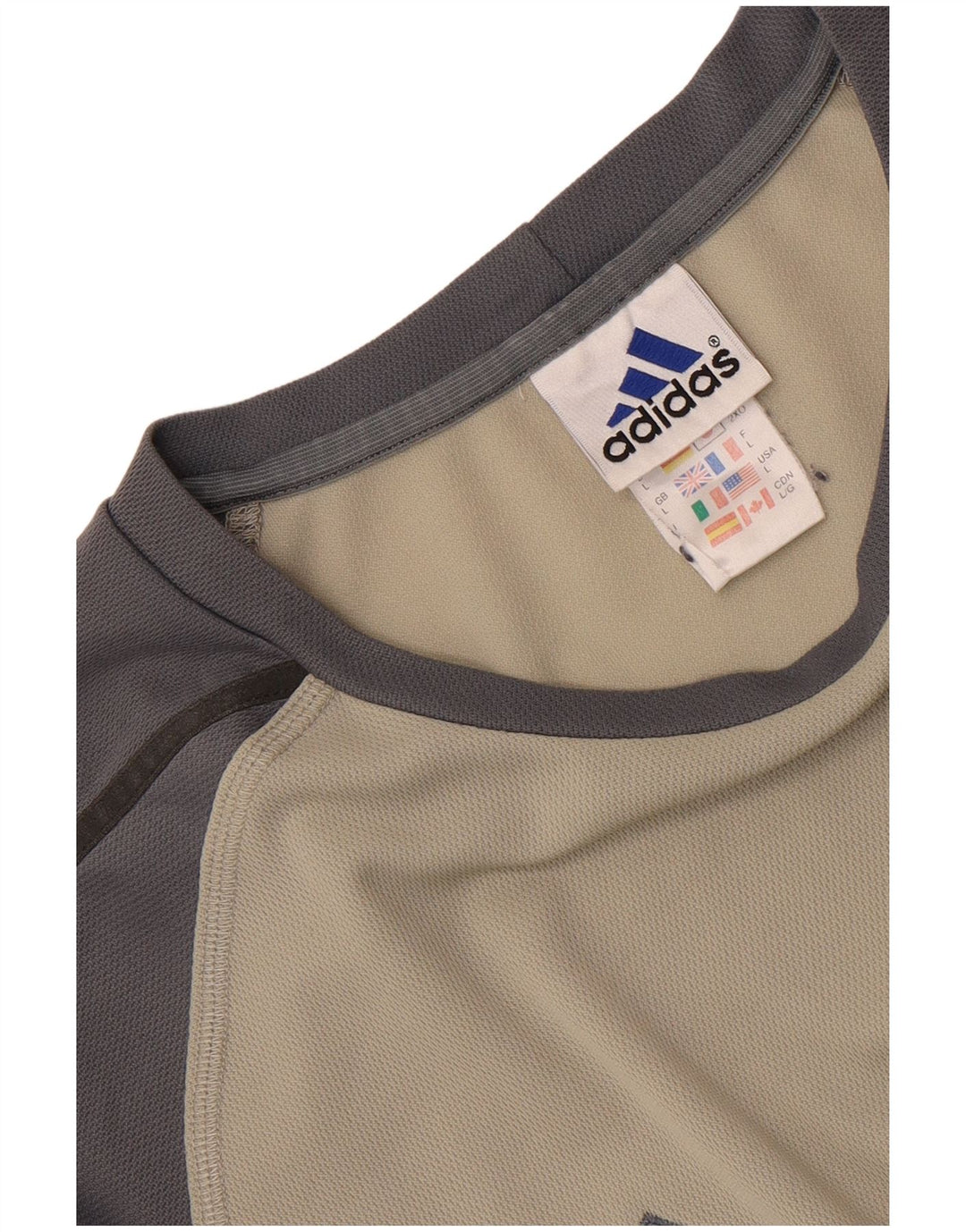Adidas Hombre Camiseta Top Grande Gris Colorblock Poliéster