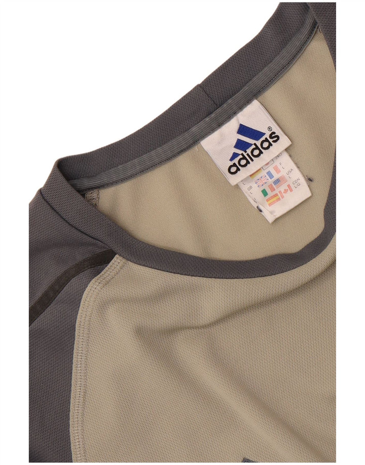 Adidas Hombre Camiseta Top Grande Gris Colorblock Poliéster