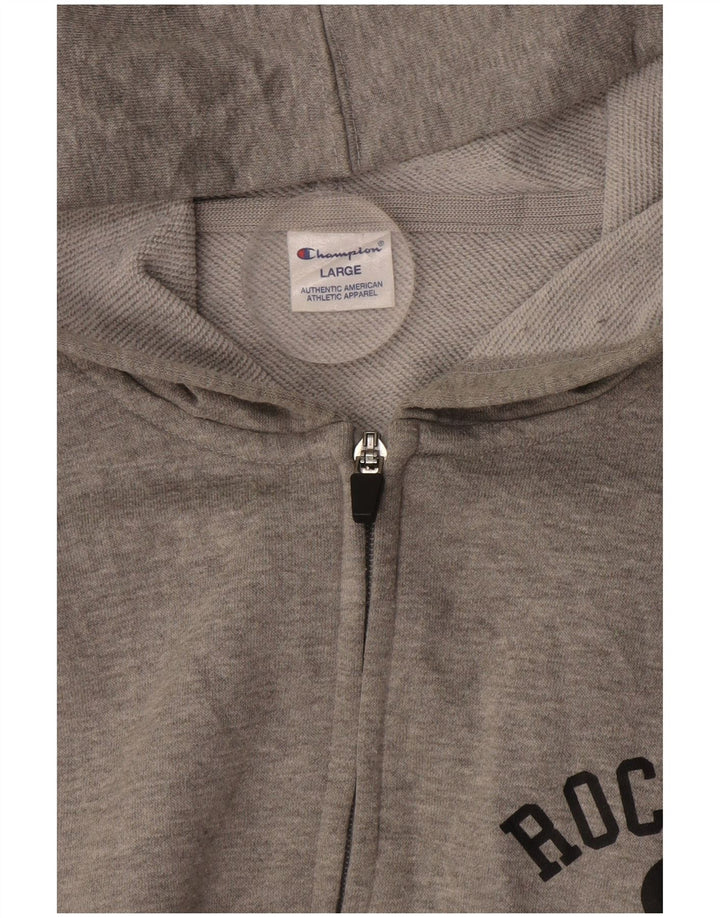 CHAMPION Suéter con capucha y cremallera gráfica para hombre Gris grande