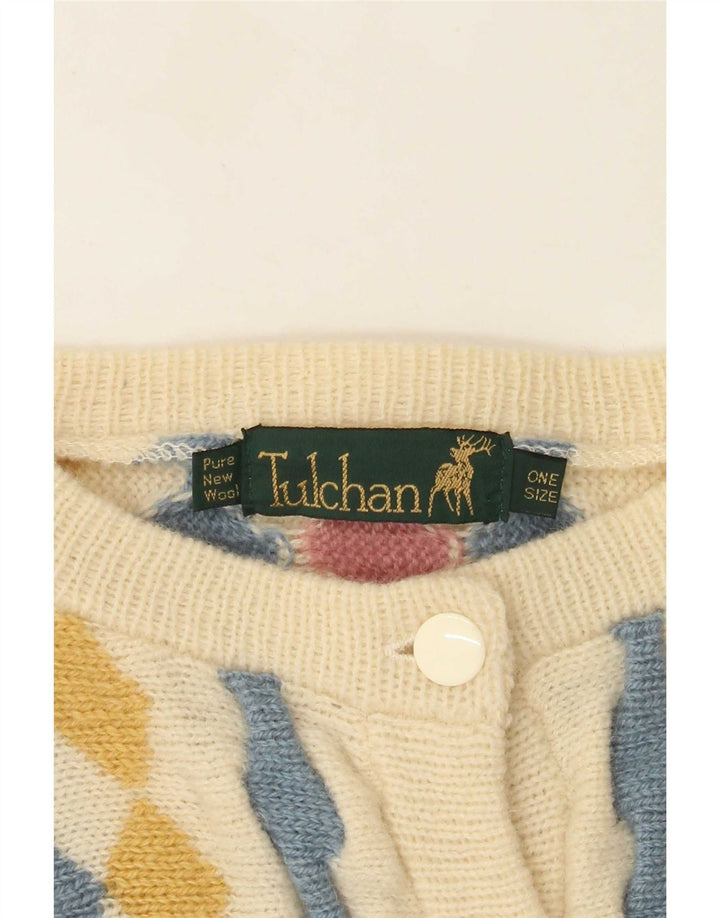 Tulchan Cárdigan para Mujer Talla única Beige Argyle/Diamond Lana Nueva